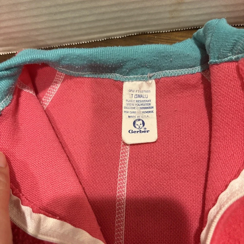 Vintage‎ Gerber Baby Footie Pajamas Pink And Teal 1T 12 months 90s Y2K